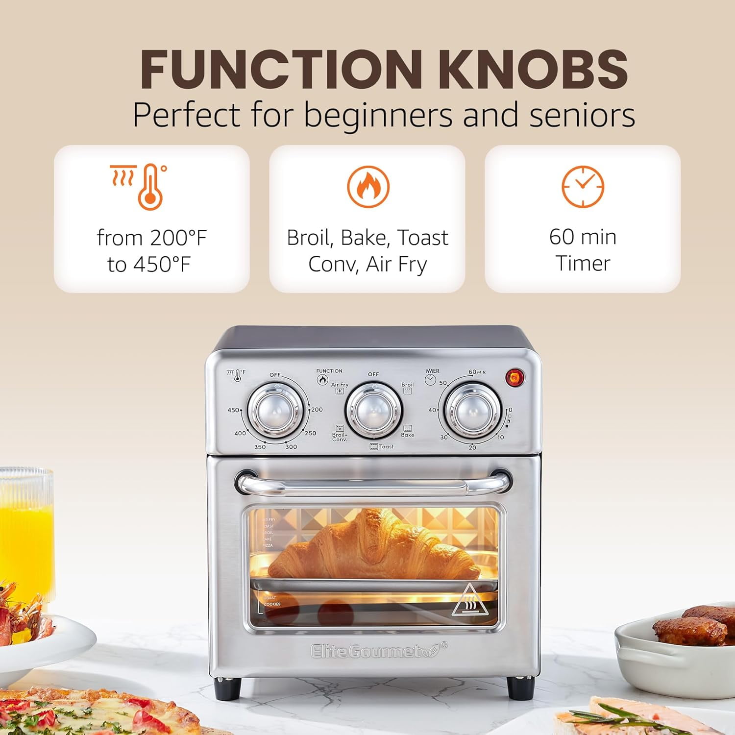 EAF0852SS 8.5Qt Air Fryer Oven with Stainless Steel Finish and Convection Technology