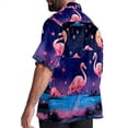 thumbnail image 3 of Starry Sky Flamingo Men's Printed Casual Button Down Short Sleeve Beach Shirts, 3 of 6
