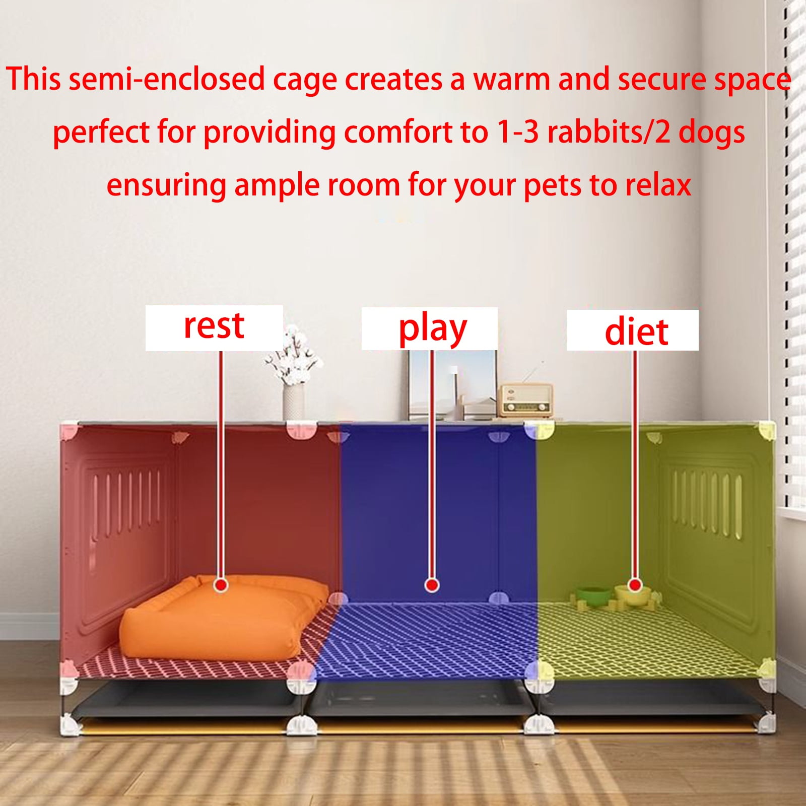 Rabbit Hutch Wooden Guinea Pig House Hamster Cage, Rabbit Cage Playpen - Single-Story Home for Small Animals, Wooden Guinea Pig Cage with Removable Stand