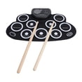 thumbnail image 1 of Batería Electrónica De 9 Almohadillas, Batería De Práctica Electrónica Enrollable Múltiples Funciones Plegable Recargable Con Conector Para Auriculares Para Interiores Y, 1 of 7