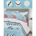 thumbnail image 3 of Quilts Queen Size Bedding Set, Coastal Coral Reversible Summer Quilt 3 Pieces, Summer Underwater Seaweed Starfish Ombre Blue Lightweight Bedspreads Coverlets with 2 Pillow Shams for All Seasons, 3 of 5