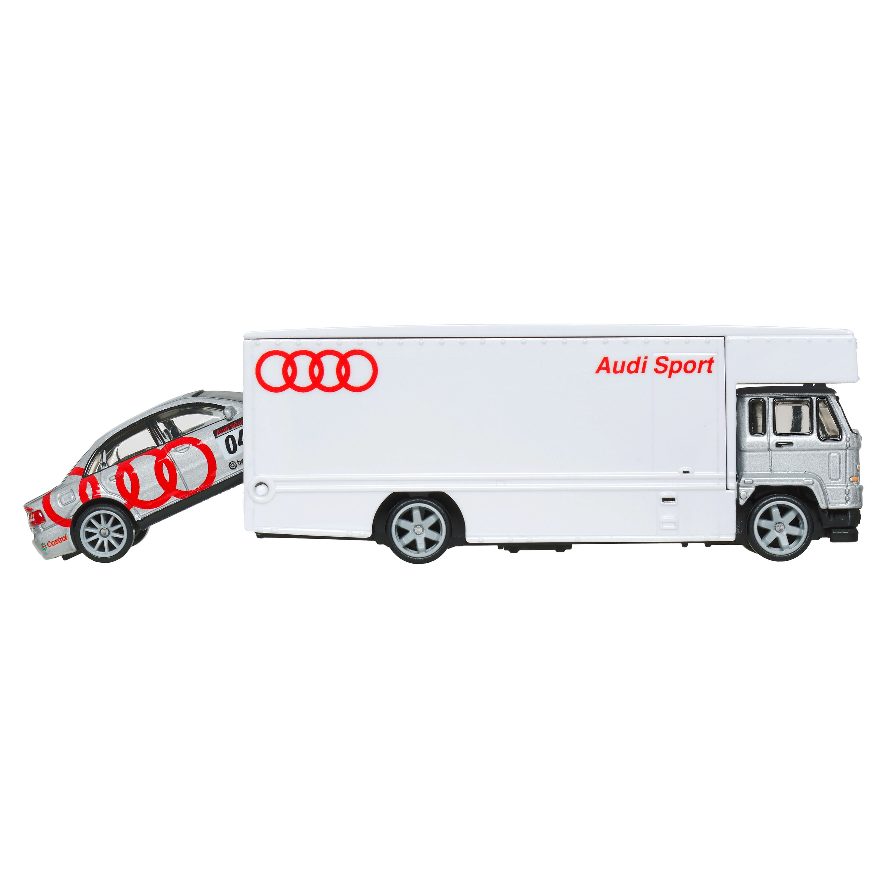 Hot Wheels Team Transport Truck & Race Car, Gift for Racing Collectors