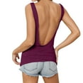 thumbnail image 2 of Women'S Backless Tank Top Women'S Solid Back With A Deep V Sexy Backless Slim And Elastic Vest Wine S, 2 of 6