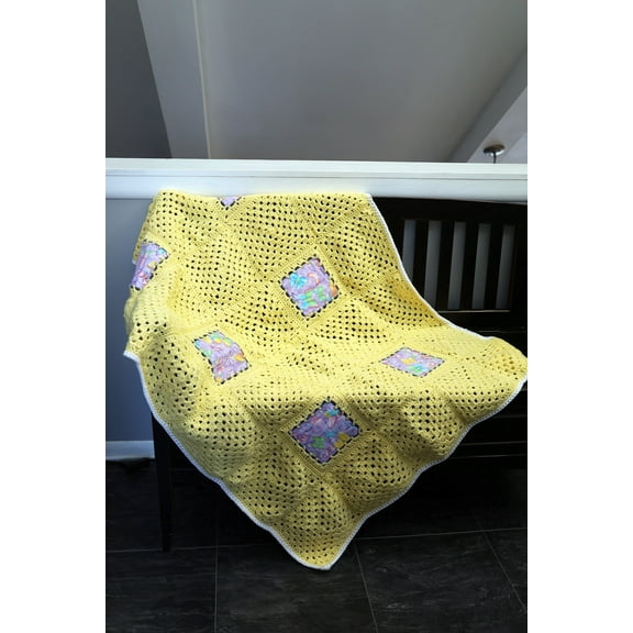 Crochet Fabric Multicolor Afghan Kit with Butterfly Print