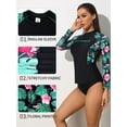 thumbnail image 5 of Attraco Womens Long Sleeve Rash Guard Floral Print Swimwear UPF 50+ Swimming Shirt, 5 of 6