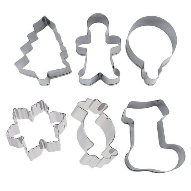 Moldes de galletas de bricolaje de 6 piezas de Navidad herramientas creativas de molde para hornear (plata)