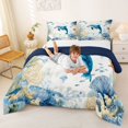 thumbnail image 3 of spefrowx Watercolor Sea Dolphin Full Size Comforter Sets for Kids, Blue Jellyfish Reef Bedding Comforter Set, Navy Reversible, 3pcs, 1 Comforter and 2 Pillowcases, 3 of 6