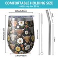 thumbnail image 5 of 12oz Stemless Wine Tumblers Black Highland Cow Flower Pattern Vacuum Insulated Stainless Steel Travel Tumbler Cups Mug with Lid and Straw for Champaign,Cocktail,Beer with Cleaning Brush, 5 of 5