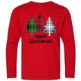 thumbnail image 3 of Inktastic Country Christmas Plaid Trees Long Sleeve Youth T-Shirt, 3 of 5