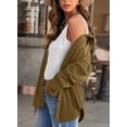 thumbnail image 5 of Asyoly Womens Corduroy Button Down Shirts Jacket Boyfriend Long Sleeve Solid Color Shacket Jacket Oversized Coats Casual Loose Tops with Pocket, 5 of 7