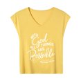 thumbnail image 4 of With God All Things Are Possible Womens T Shirts, Short Sleeve V-Neck Shirts Cute Fit Summer Casual Tee Tops Dopamine Color Daisy Yellow M, 4 of 5