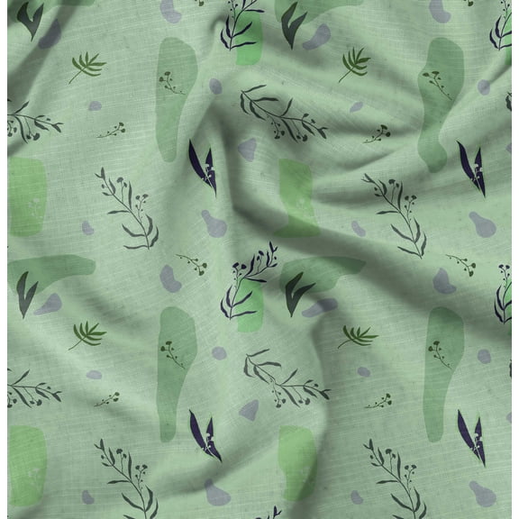 Soimoi Floral Print, Silk Fabric, Decor Sewing Fabric by The Yard 42 Inch Wide,Decorative Fabric for Shirts Suits Ties, Green