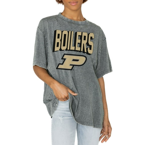Women's Gameday Couture Gray Purdue Boilermakers Solid Defense Oversized T-Shirt