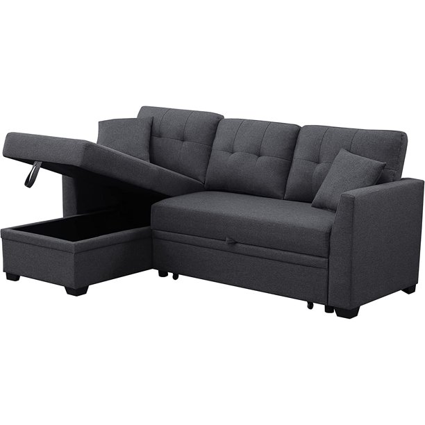 durable Sleeper Sofas with Storage and Pulling Out Sofa Beds (Dark Gray