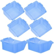 icolorfuled Plastic Storage Bins Stackable Nesting Shelf Box Blue 6pcs