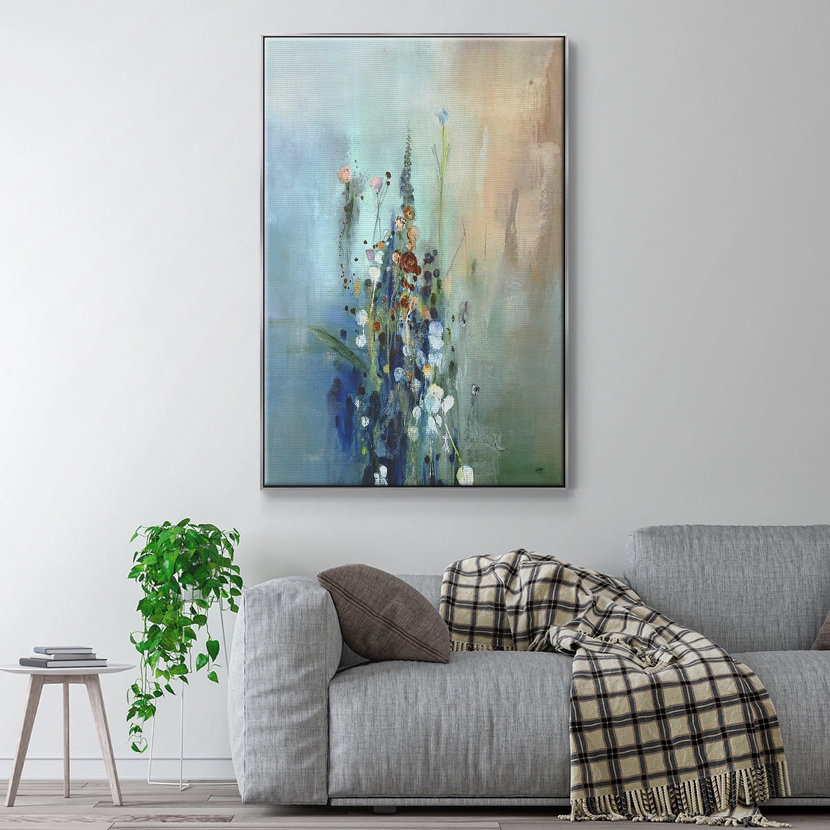 Current Air I Framed Premium Gallery Wrapped Canvas - Ready to Hang - 27 x 41 - Silver Floating Frame
