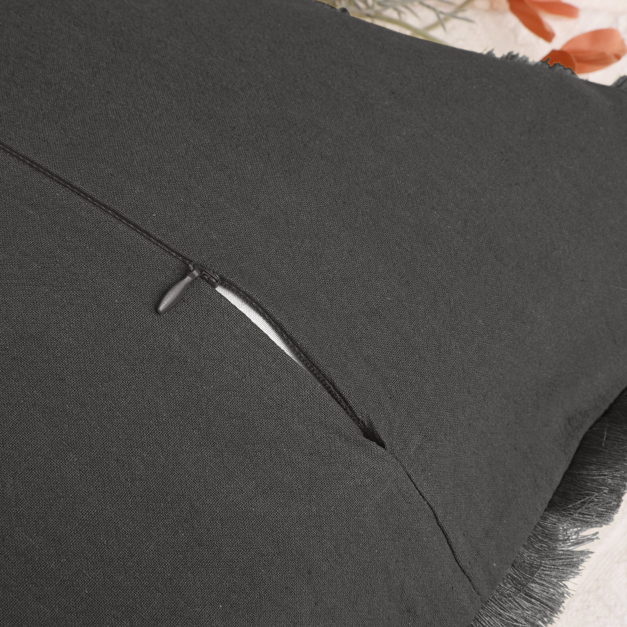 Unique Bargains 4 Pcs Cotton Throw Pillow Cover with Tassel Trim for Home Decor Gray 12" x 20"