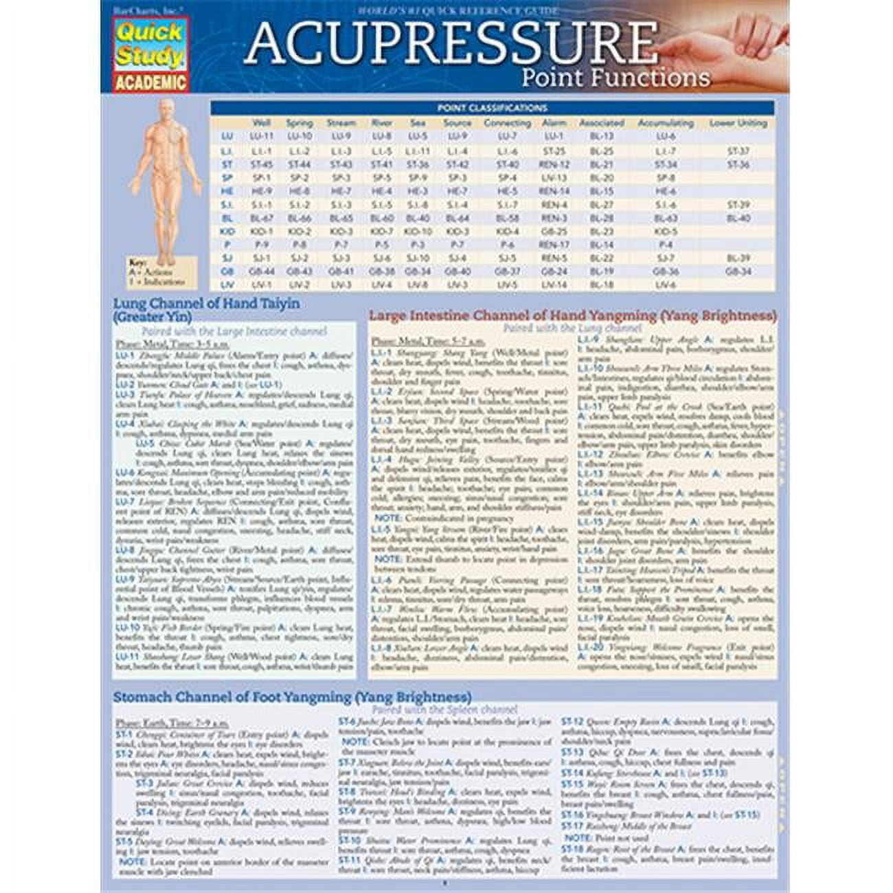 BarCharts 9781423228547 Acupressure - Point Functions Quickstudy Easel