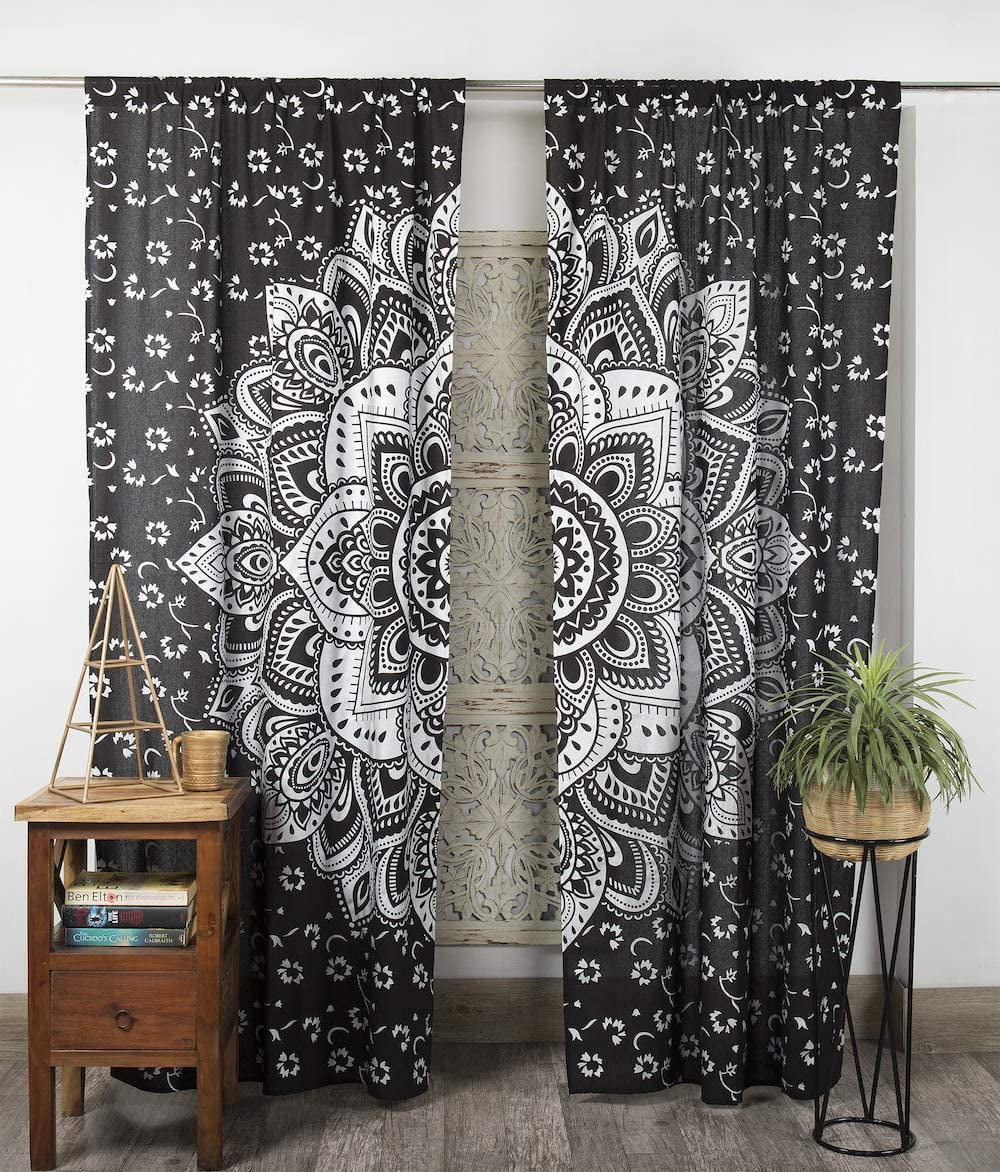 Indian Mandala Hippie Skull Cotton Window Door Curtain Decor Drapes All Size 