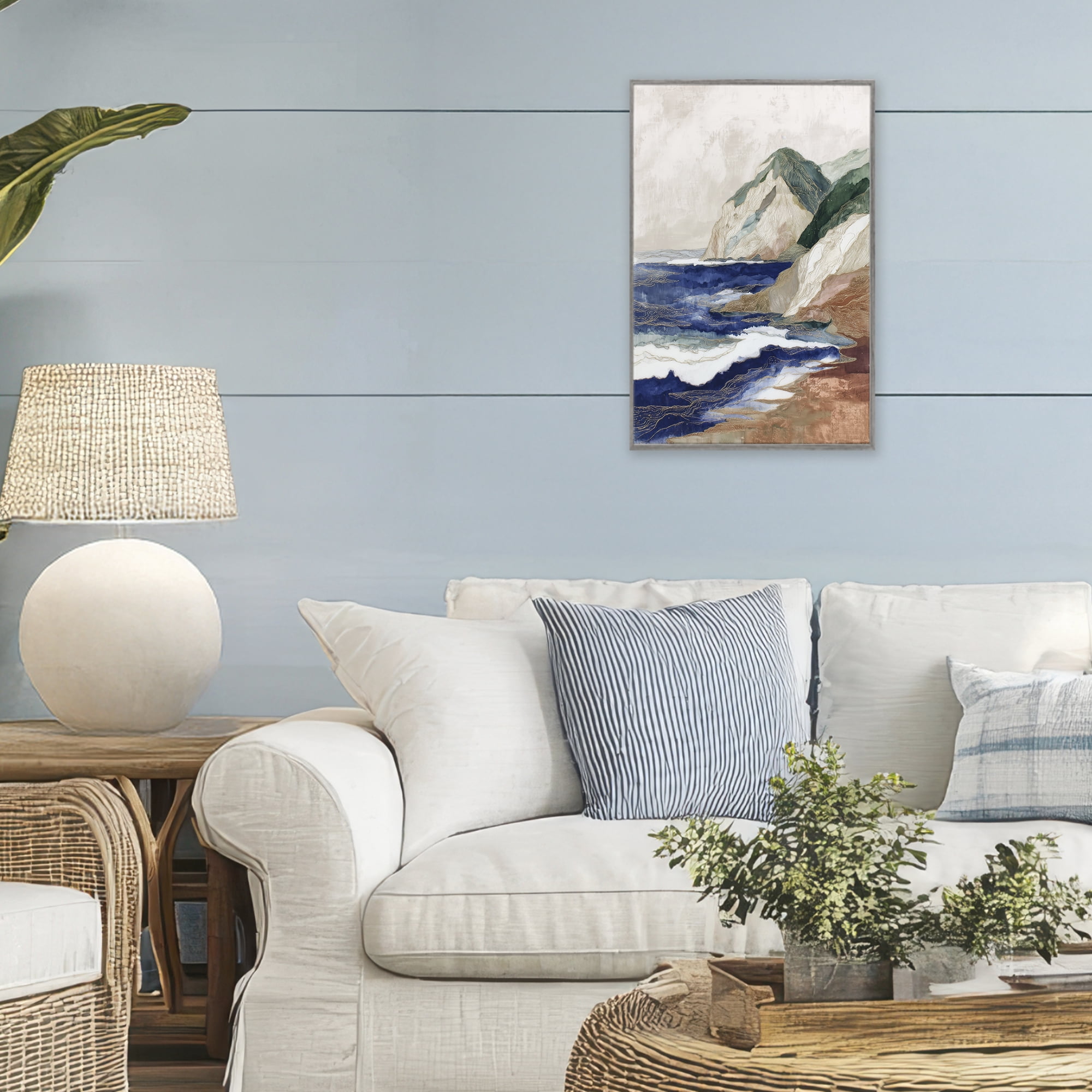 Stupell Industries Cliff Next To The Sea Gray Framed Giclee Art, design by Chromatic Storm Studio
