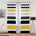thumbnail image 2 of Yellow Black Stripe Kitchen Curtains 96 Inch Length, Modern Abstract Art Coarse Striped Grommet Top Bedroom Living Room Curtains, Light Filtering Cafe Curtain Drapes 2 Panels Set 104''x96'', 2 of 9