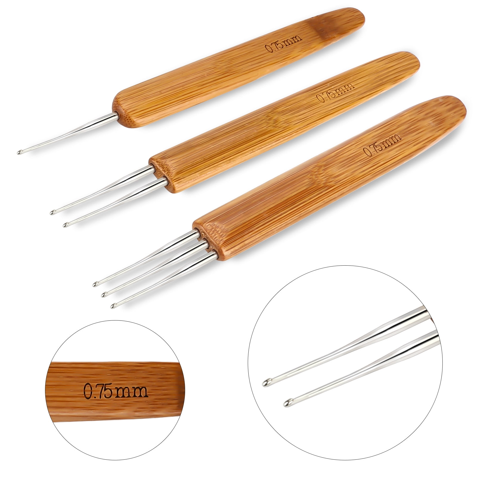 CYRONG Dreadlock Crochet Hook Tool, Stainless Steel Sturdy and Durable with  a Natural Bamboo Handle, Soft to Touch Braid Hair Dreadlocks Needle