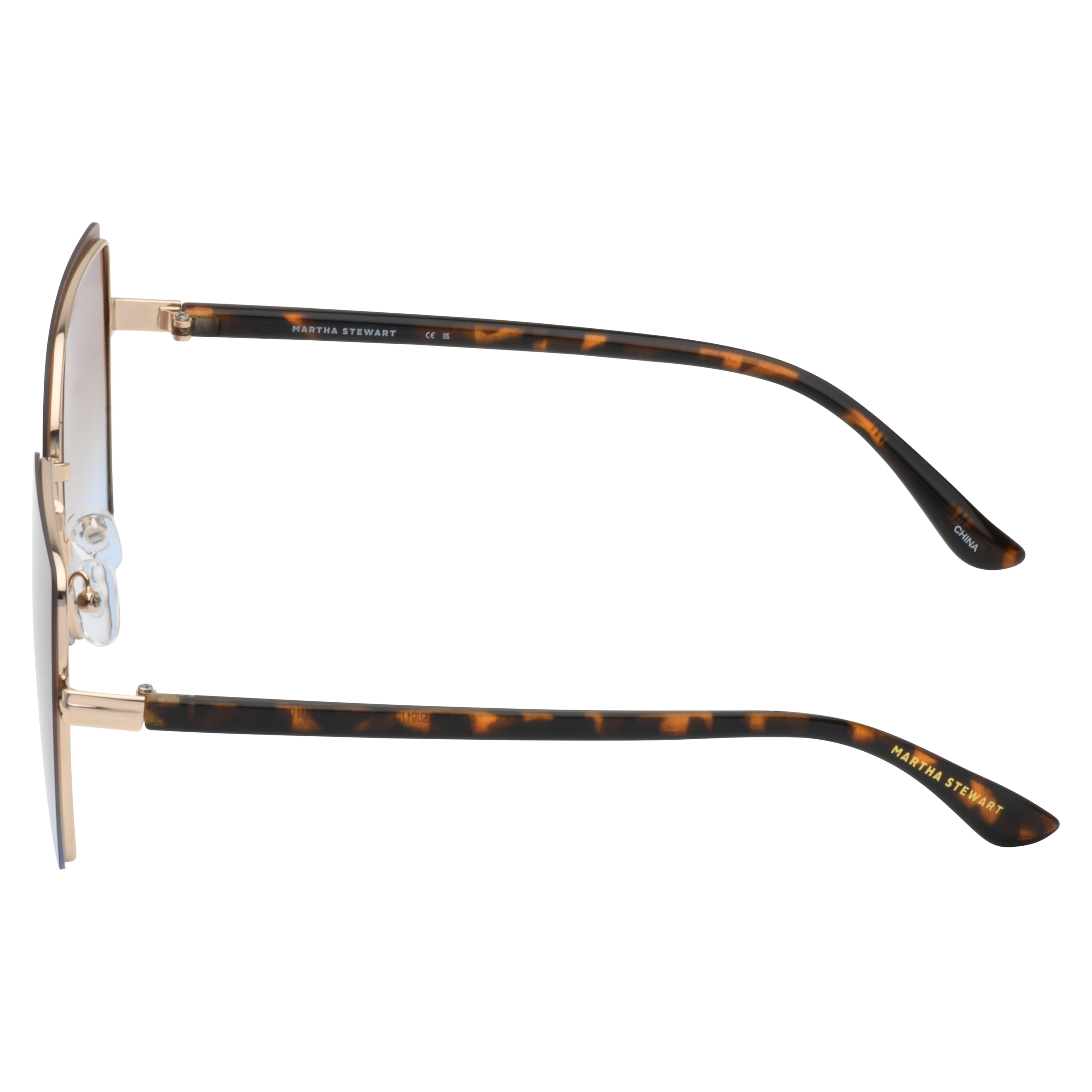 Martha Stewart Women's MS180 Geometric Metal UVA and UVB Protective Square Cat Eye Fashion Sunglasses, 56mm