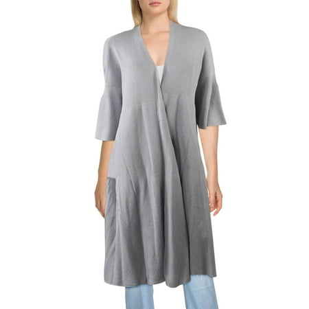 Free People Women's Making Waves Cardigan Duster Open Front Bell Sleeve Gray Size Small