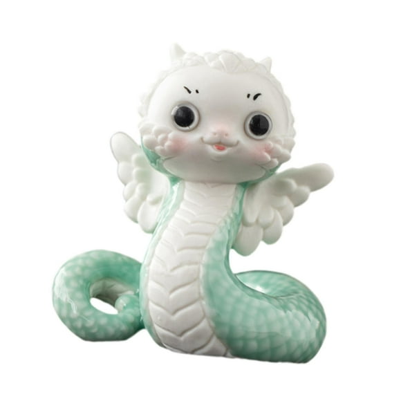 Elodie Snake Statue Collection Bookshelf Tea Pet for Living Room Tea Lovers Tearoom Green