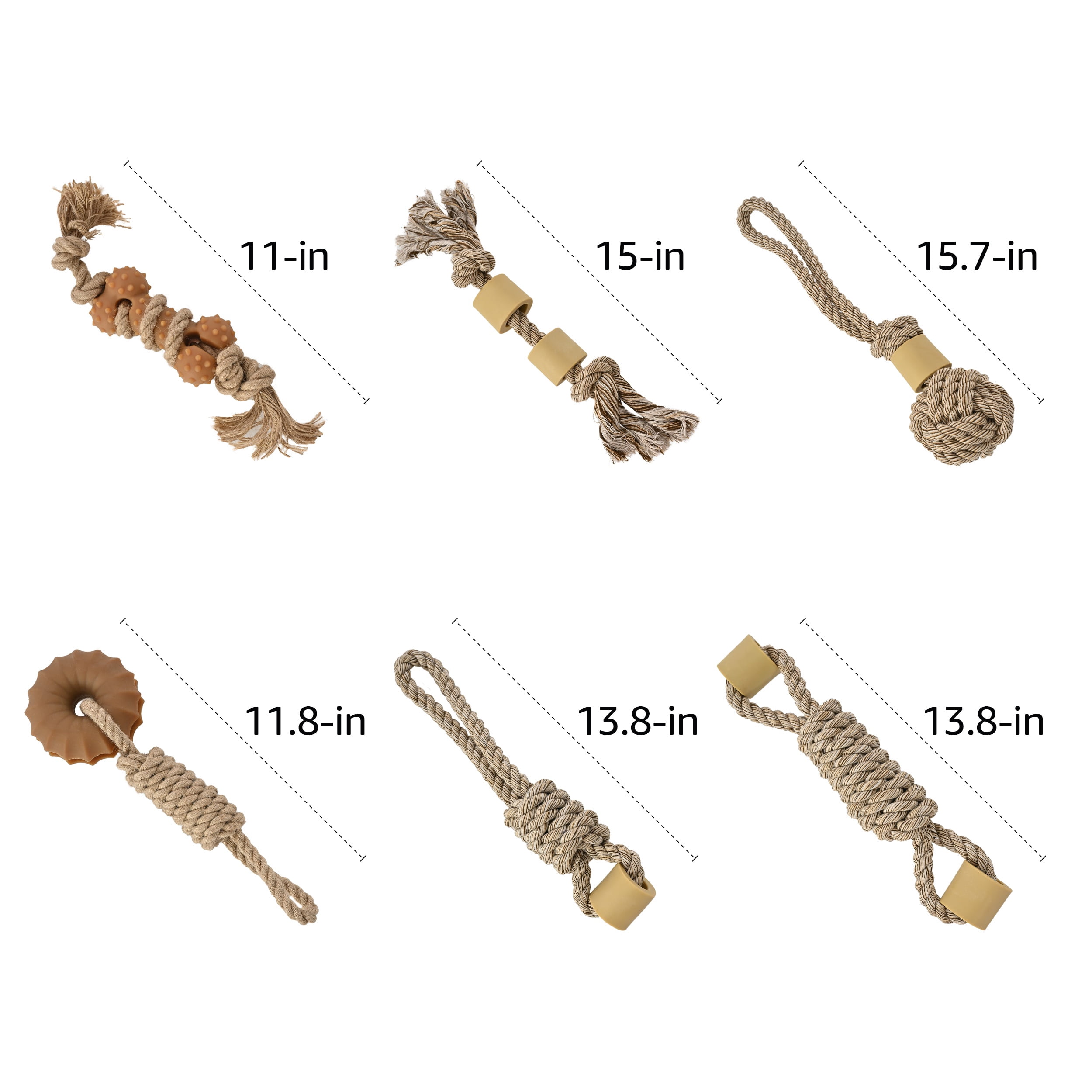 Max & Marlow 6 Pack Dog Rope Toys for Puppy Chewer, 4 Pack Cotton Rope Toys with Nylon Bone, 2 Pack Jute Rope Toys with Natural Rubber