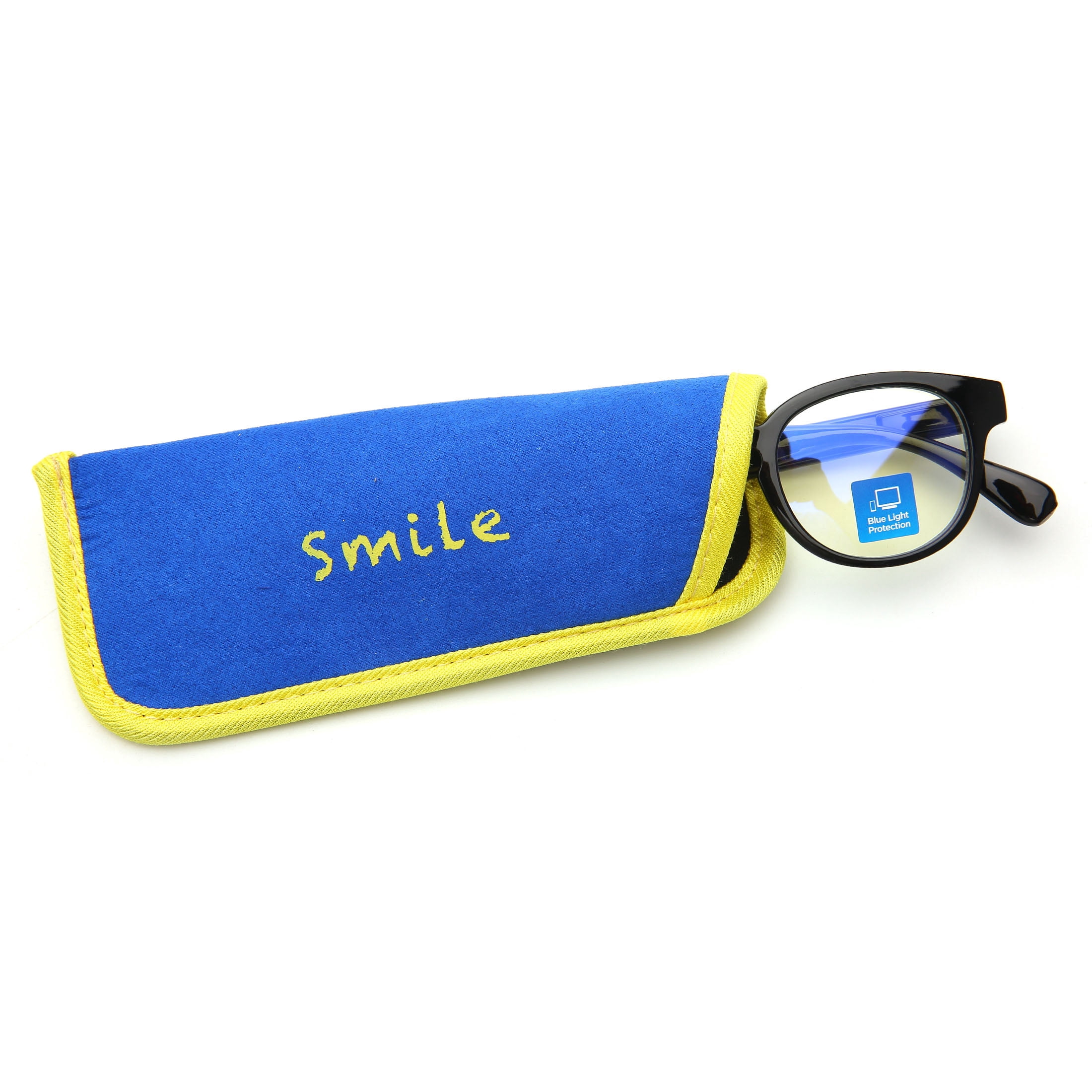 M+ Plano Blue Light Lens Injection Kids Unisex Frames, Felix, Black, 41.0-20.5-129, with Case