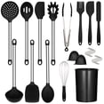 thumbnail image 2 of 27pcs Silicone Cooking Utensils Set, Stainess Steel Handle Cooking Tools Kitchen Spatula Utensils Set-Black, 2 of 7
