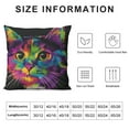 thumbnail image 5 of HENGT  Throw Pillow Cover with Cute Cat Printed, Colorful Art Cat Pattern Throw Pillow Case, Square Decorative Cushion Covers Pillowcase Home Sofa Bedroom Car, 5 of 5