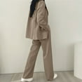 thumbnail image 6 of FRSASU Women's Temperament Commuting Suits Blazer Pants Set Lapel Button Business Casual Outfits for Work Professional Khaki M(M), 6 of 6