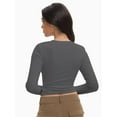 thumbnail image 2 of Womens Long Sleeve Shirts Basic Crop Tops Going Out Fall Fashion Underscrubs Layer Slim Fit Tops, 2 of 6