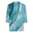 thumbnail image 5 of ICHUANYI Clearance Women's Fashion Printed T-shirt 3/4 Sleeves Blouse V-Neck Casual Tops(Sky Blue, XL) ICHUANYI WER2023081202728, 5 of 5