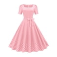 thumbnail image 2 of Vestido Delantero Con Lazo De Lunares, Vestido De Manga Corta Con Cuello Cuadrado Elegante Vintage, Ropa De Mujer, 2 of 4