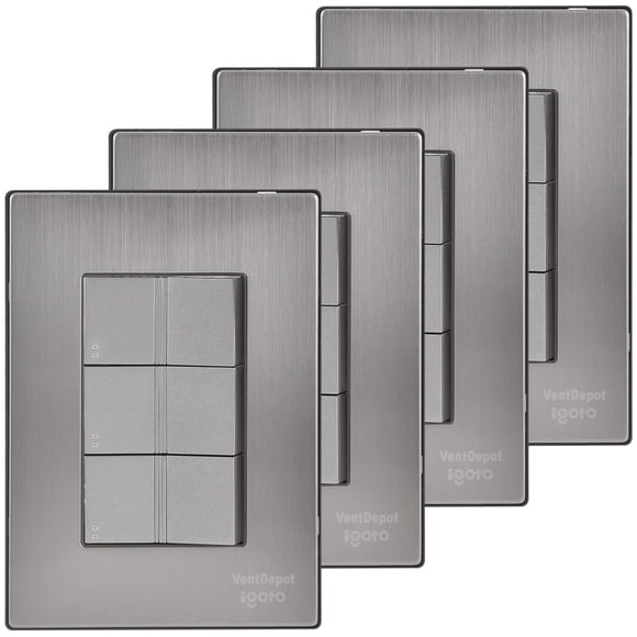 Interruptores Varios Módulos Inoxium3ESilver 4Pzas Apagador Escalerax3 125-250VCA 10A 50/60Hz Plateado Acero Inoxidable/