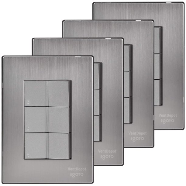 Interruptores Varios Módulos Inoxium3ESilver 4Pzas Apagador Escalerax3 125-250VCA 10A 50/60Hz Plateado Acero Inoxidable/