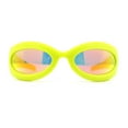 thumbnail image 2 of Trendy Thick Plastic Exaggerated Oval 90s Sport Sunglasses Green - Orange Mirror, 2 of 4