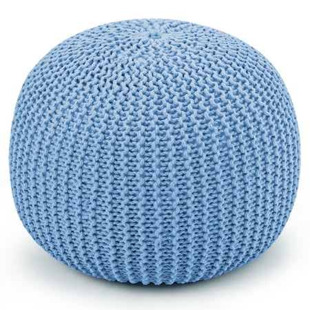 Pattern For Knitted Pouf Ottoman Costway Hand Knitted Pouf Floor Ottoman Footrest Seating 100% Cotton Braid Cord OrangeBlueGreyYellow ()