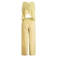 thumbnail image 6 of vigerkar Womens 2 Outfits Sets Gingham Plaid Sleeveless Ruffle Tank Tops Wide Leg Pants Summer Matching Lounge Sets (Yellow, XL), 6 of 9