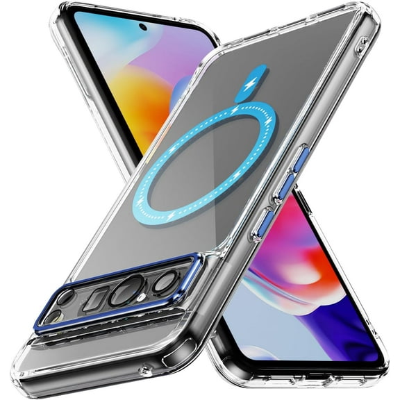 for Google Pixel 8 Pro Case 6.7" 2023,Tough Clear Protective Shockproof Slim Phone Case [Compatible with Magsafe] [Non-Yellowing] [10 FT  Grade Drop Protection] Clear（Blue）
