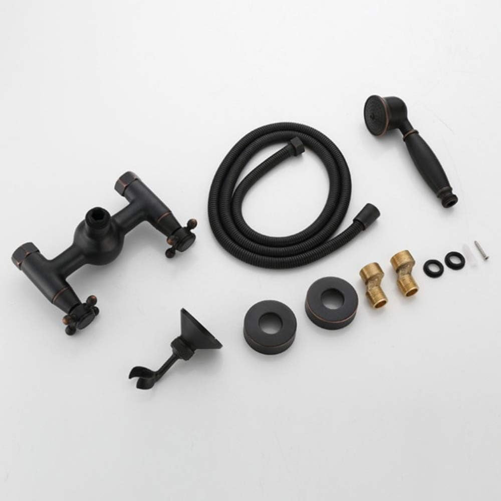 Matte Black Bath Tub Faucet Brass Bathtub Faucets with Hand Shower Double Handle Mixer Taps Wall Mounted for Bathroom,A