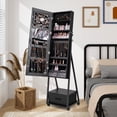 thumbnail image 2 of Giantex Freestanding Jewelry Cabinet, Jewelry Makeup Storage Organizer, Mobile Jewelry Armoire, Black, 2 of 8