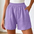 thumbnail image 2 of Tisuna Shorts For Women High Waisted Straight Leg Shorts Loose Fit Breathable Ladies Everyday Wear Shorts Purple Size Xl, 2 of 5