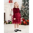thumbnail image 6 of IDOPIP Toddler Baby Girls Christmas Velvet Dress Long Sleeve Ruffle Tulle Princess Dress, 6 of 9