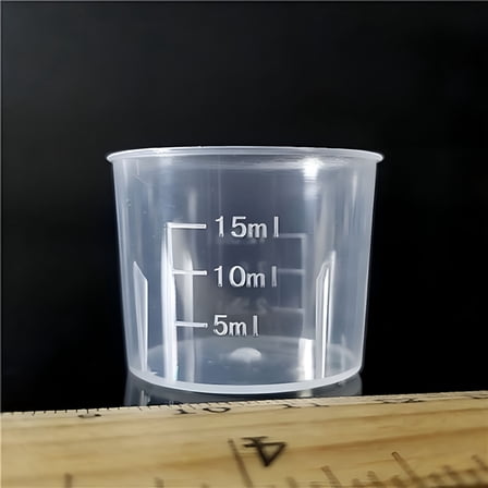 XIRQI 10pcs 15ml Transparent Clear Plastic Double-scale Medicine Measuring Cup Container