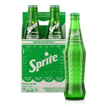Sprite Lemon-Lime Caffeine Free Soda Pop Glass Bottles, 355 mL, 4 Pack