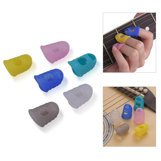 6pcs Guitar Silicone Finger Fingertip Protectors for Guitar Ukulele Beginners (Random Color Delivery)